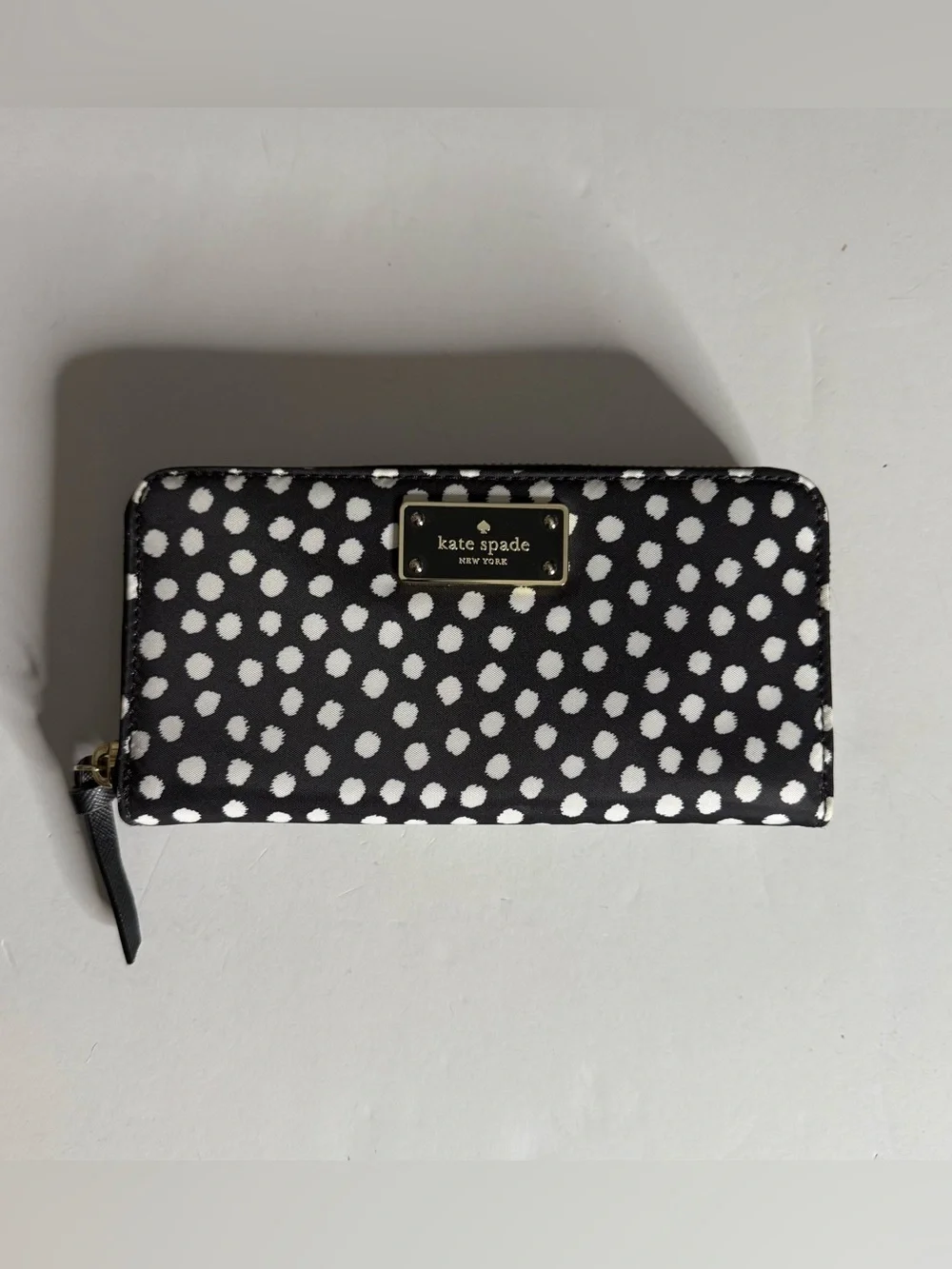 kate spade Black & White Polka Dot Zip-Around Wallet